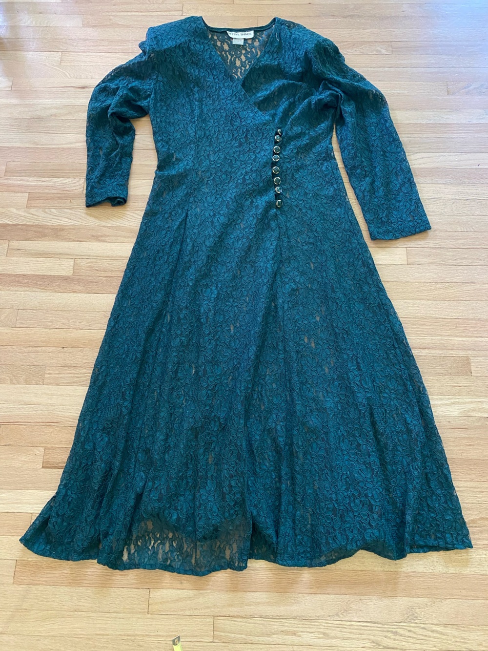 Vintage 90’s whimsigoth witchy boho sheer hunter lace asymmetrical maxi duster